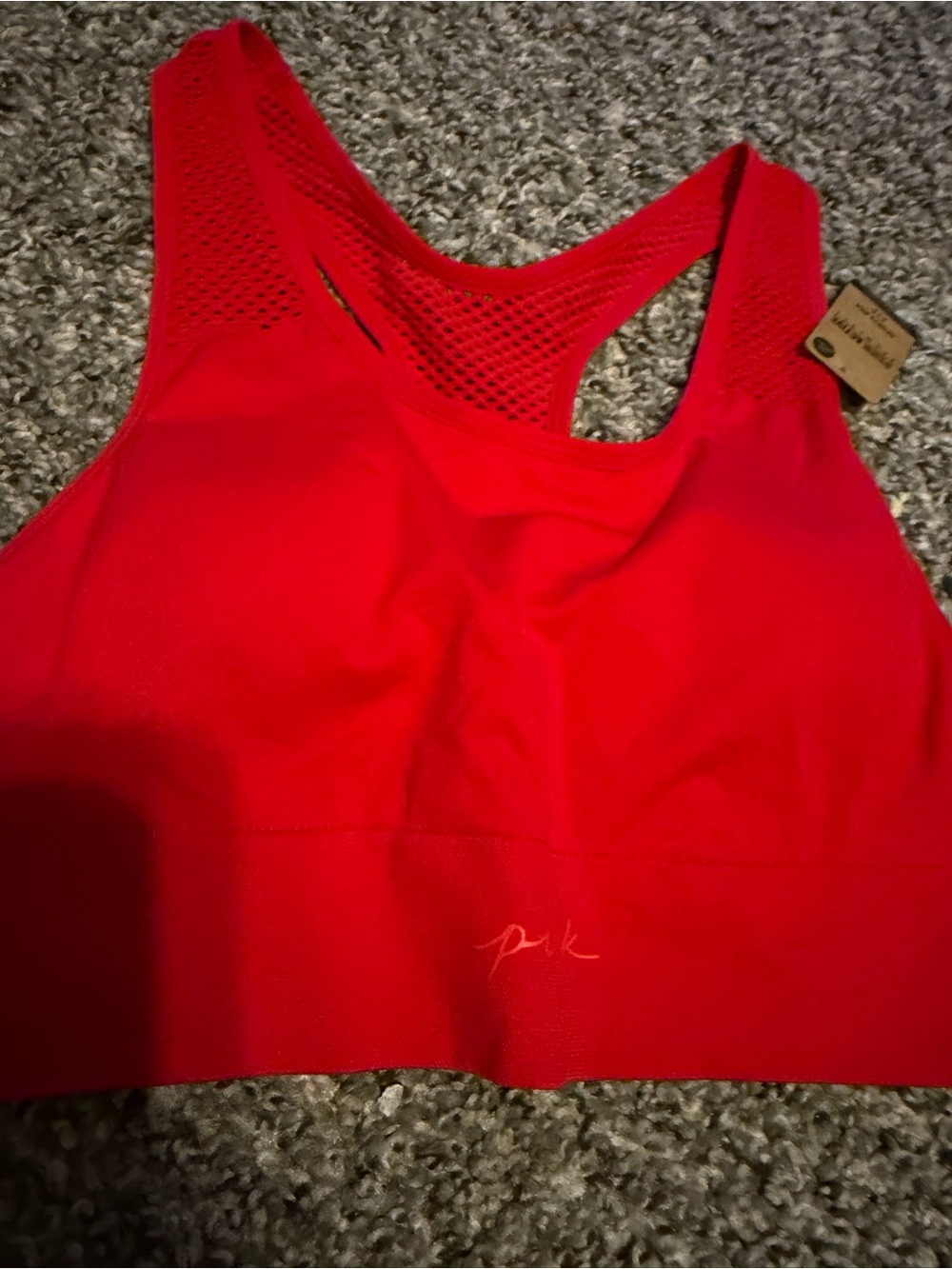 PINK Victoria's Secret Red Seamless Mesh Racerback Sports Bra